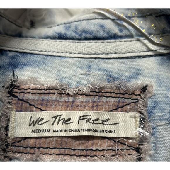 We The Free Sunshine Coast Patchwork Shacket Boho Oversized Tie Dye Sz Med - Picture 4 of 12